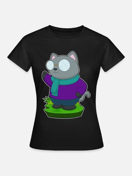Katze Winter Schal  - Frauen T-Shirt - Schwarz