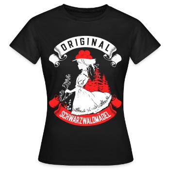 Original Schwarzwaldmädel Bollenhut Tracht - Frauen T-Shirt - Schwarz - Vorne - AI Model Female 172 dark (172cm)