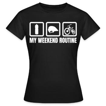 Routine du week-end de vélo de montagne - T-shirt Femme - noir - Devant - AI Model Female 172 dark (172cm)