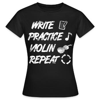Pratique de l’écriture, répétition du violon - T-shirt Femme - noir - Devant - AI Model Female 172 dark (172cm)