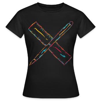 Drawing with pen and ruler - Women's T-Shirt - black - Front - AI Model Female 172 dark (172cm)