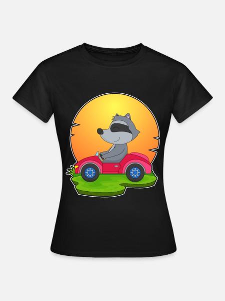 Waschbär Auto - Frauen T-Shirt - Schwarz
