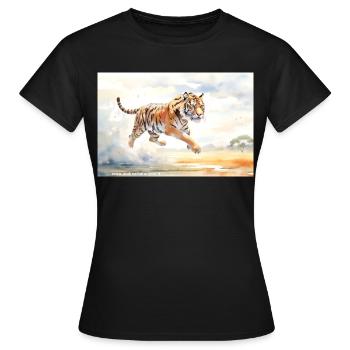 Tiger in Action - Women's T-Shirt - black - Front - AI Model Female 172 dark (172cm)