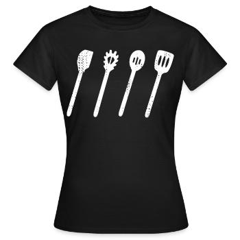 Cuillère en bois ensemble dessin - T-shirt Femme - noir - Devant - AI Model Female 172 dark (172cm)