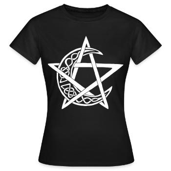 Weißes Mond-Pentagramm - Frauen T-Shirt - Schwarz - Vorne - AI Model Female 172 dark (172cm)