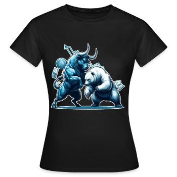 Finance Taureau Bear Fight Wall Street cadeau - T-shirt Femme - noir - Devant - AI Model Female 172 dark (172cm)
