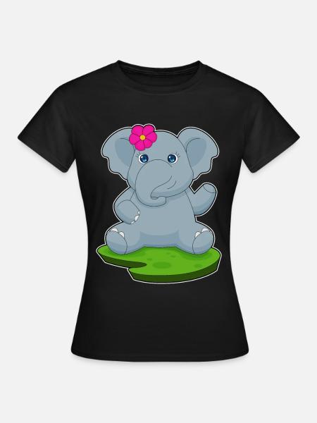 Elefant Blume - Frauen T-Shirt - Schwarz