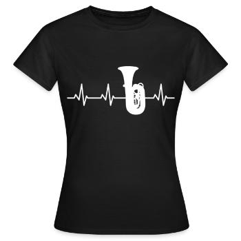Tuba Pulsschlag - Frauen T-Shirt - Schwarz - Vorne - AI Model Female 172 dark (172cm)