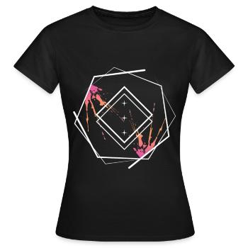 Néon en cadre géométrique en losange - T-shirt Femme - noir - Devant - AI Model Female 172 dark (172cm)