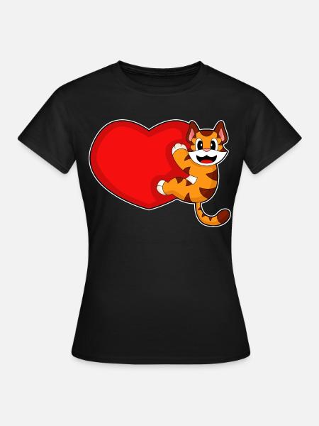 Tiger Herz - Frauen T-Shirt - Schwarz