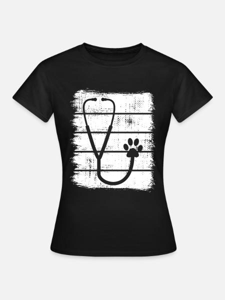 Stethoskop Skizze - Frauen T-Shirt - Schwarz