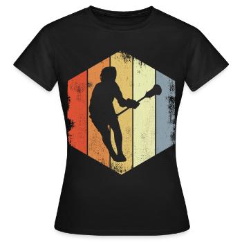Vintage Lacrosse Spieler - Frauen T-Shirt - Schwarz - Vorne - AI Model Female 172 dark (172cm)