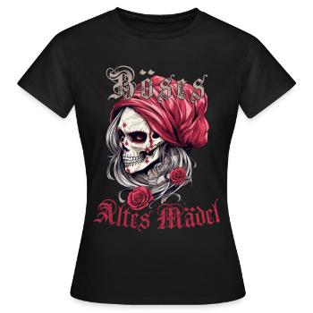 Bad Old Girl Roses Skull Skull Skeleton - Women's T-Shirt - black - Front - AI Model Female 172 dark (172cm)