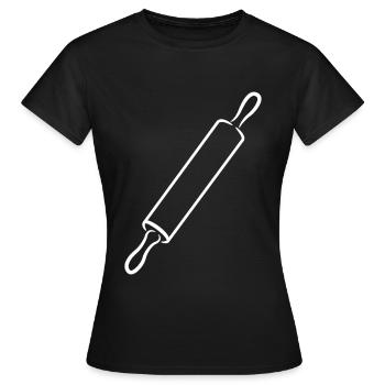 Dessin de rouleau à pâtisserie - T-shirt Femme - noir - Devant - AI Model Female 172 dark (172cm)