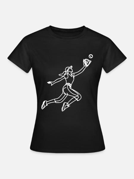 Baseballerin Zeichnung - Frauen T-Shirt - Schwarz