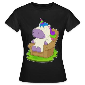 Einhorn Sessel - Frauen T-Shirt - Schwarz - Vorne - AI Model Female 172 dark (172cm)