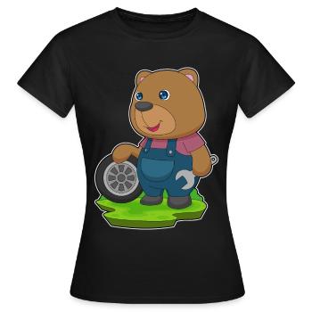 Bär Automechaniker Autoreifen Autowerkstatt - Frauen T-Shirt - Schwarz - Vorne - AI Model Female 172 dark (172cm)