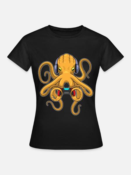 Krake Gamer Controller - Frauen T-Shirt - Schwarz