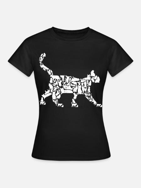 Katze Zeichnung - Frauen T-Shirt - Schwarz