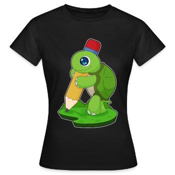 Tortue Pupille Crayon École - T-shirt Femme - noir - Devant - AI Model Female 172 dark (172cm)