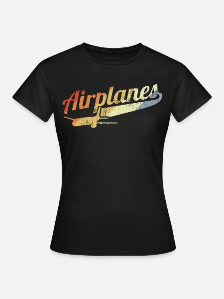 Retro Flugzeuge - Frauen T-Shirt - Schwarz