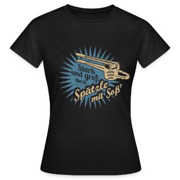 Spätzle mit Soß' - Frauen T-Shirt - Schwarz - Vorne - AI Model Female 172 dark (172cm)