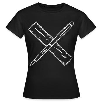 Sketch with pen and ruler - Women's T-Shirt - black - Front - AI Model Female 172 dark (172cm)