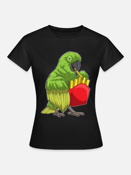 Papagei Pommes frites - Frauen T-Shirt - Schwarz