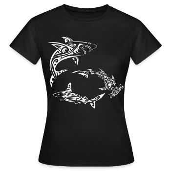 Requins polynésiens blancs - T-shirt Femme - noir - Devant - AI Model Female 172 dark (172cm)