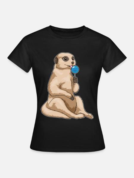 Erdmännchen Lutscher - Frauen T-Shirt - Schwarz