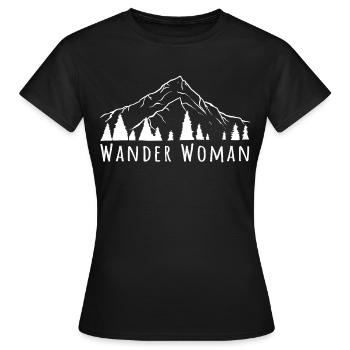 Wander Woman – Lustiges Berg & Outdoor Spruchmotiv - Frauen T-Shirt - Schwarz - Vorne - AI Model Female 172 dark (172cm)