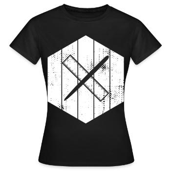 Drawing with pen and ruler - Women's T-Shirt - black - Front - AI Model Female 172 dark (172cm)