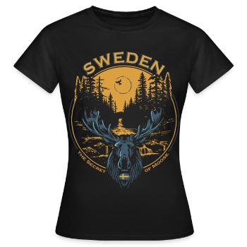 Sweden - Moose - Nature - Frauen T-Shirt - Schwarz - Vorne - AI Model Female 172 dark (172cm)