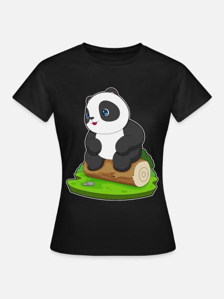 Panda Baumstamm - Frauen T-Shirt - Schwarz
