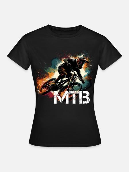 MTB Mountainbiking Mountainbiken Geschenk - Frauen T-Shirt - Schwarz