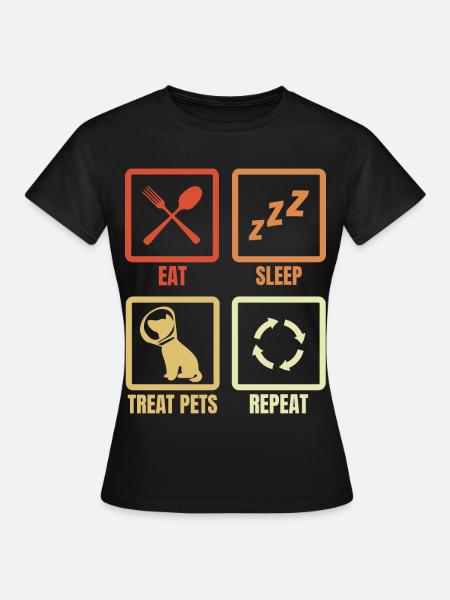 Essen Schlafen Tiere behandeln - Frauen T-Shirt - Schwarz