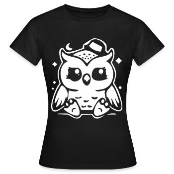 Cute Owl Figurine with Hat - Women's T-Shirt - black - Front - AI Model Female 172 dark (172cm)