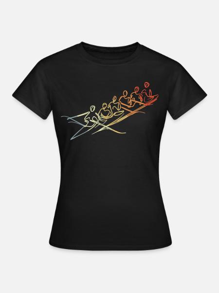 Ruderteam Zeichnung - Frauen T-Shirt - Schwarz