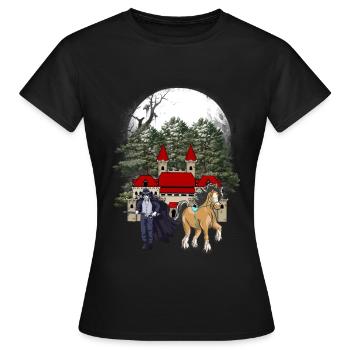 Conte de fées Fantasy Médiéval Chevalier Forteresse Château - T-shirt Femme - noir - Devant - AI Model Female 172 dark (172cm)