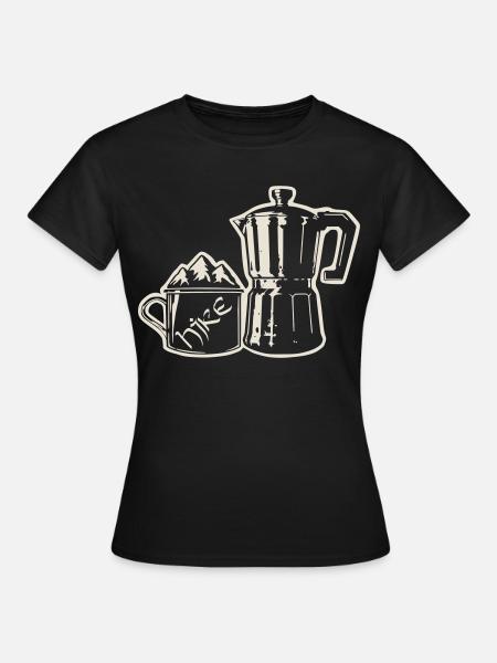 Coffee Hike - Mountain Espresso [Weiß] - Frauen T-Shirt - Schwarz