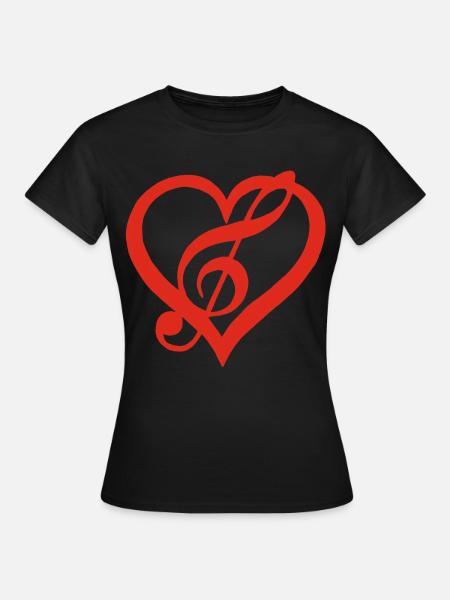 La musique dans le coeur (rouge) - T-shirt Femme - noir