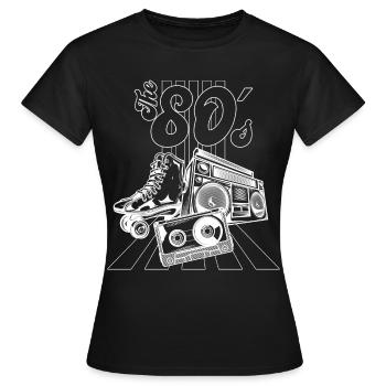 80er Nostalgie Boombox Sneaker - Frauen T-Shirt - Schwarz - Vorne - AI Model Female 172 dark (172cm)