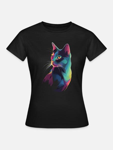 Stilisierte Katzen-Illustration - Frauen T-Shirt - Schwarz