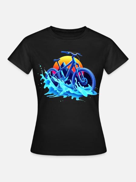 Mountainbiken Vaporwave - Frauen T-Shirt - Schwarz
