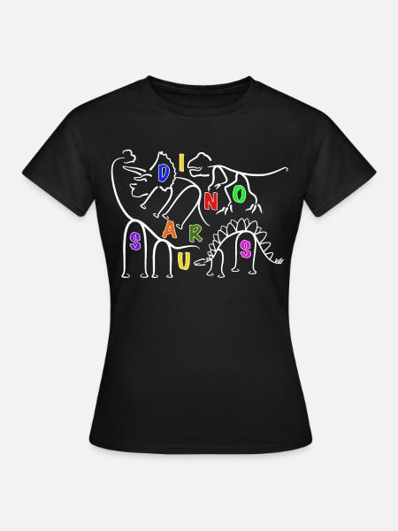 verschiedene Dinosaurier Dino Liniengrafik - Frauen T-Shirt - Schwarz