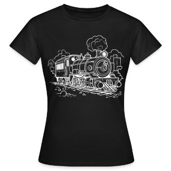 Dampflokomotive - Frauen T-Shirt - Schwarz - Vorne - AI Model Female 172 dark (172cm)