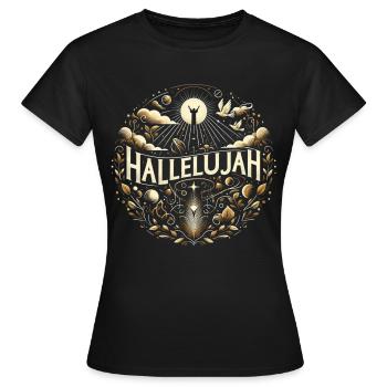 Ornement du Cercle de l’Alléluia Rayons de lumière - T-shirt Femme - noir - Devant - AI Model Female 172 dark (172cm)