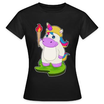 Einhorn Fackel - Frauen T-Shirt - Schwarz - Vorne - AI Model Female 172 dark (172cm)