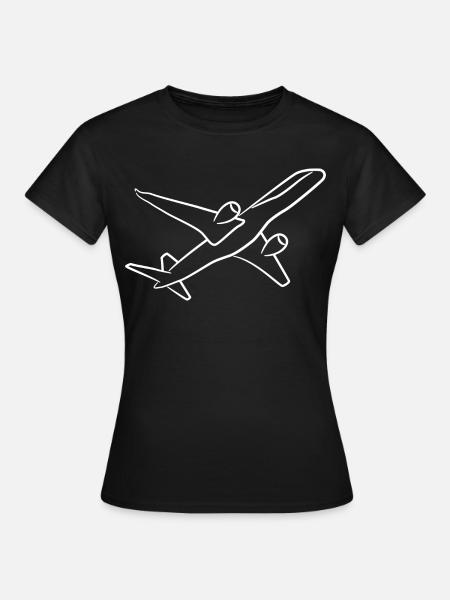 Flugzeug Skizze - Frauen T-Shirt - Schwarz