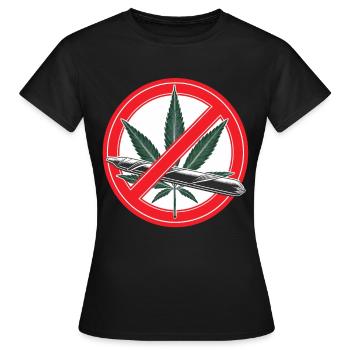 Cannabis Marijuana Prohibition Sign - Women's T-Shirt - black - Front - AI Model Female 172 dark (172cm)